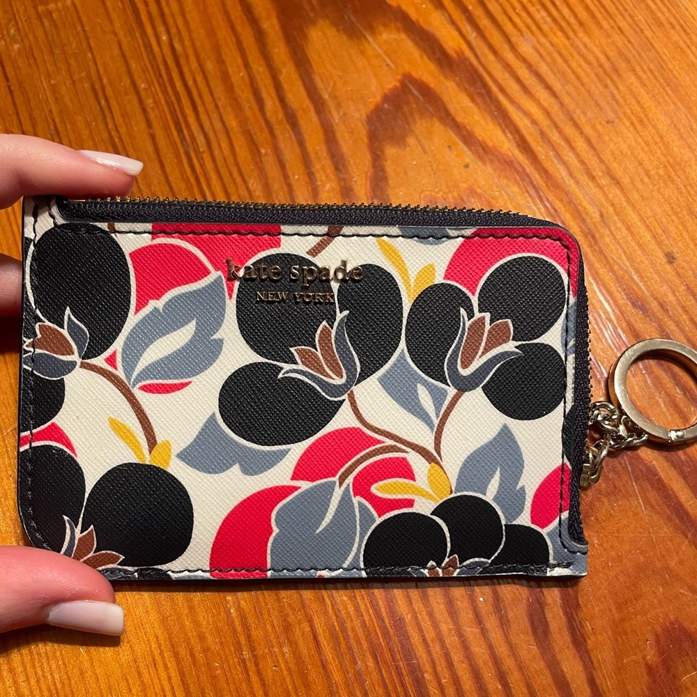 Kate Spade Card Holder Wallet Keychain Floral Bitsy